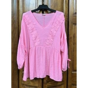 Cato pink xxl rayon lace accents blend top